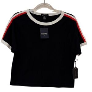 Forever 21 women's black crop knit top size Medium and Large NEW